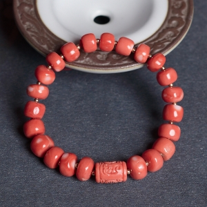 MOMO珊瑚桶珠单圈手串