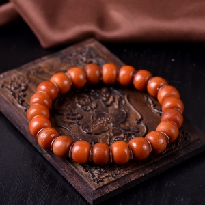 老蜜蜡老形珠单圈手串