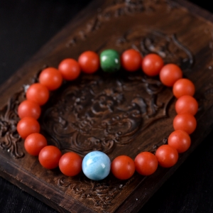 8mm柿子红南红单圈手串