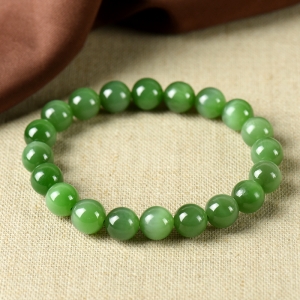 9mm山料和田碧玉猫眼单圈手串