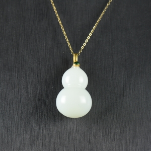 18K籽料和田白玉福禄吊坠