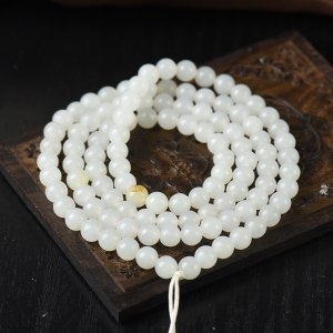 6mm籽料和田白玉108佛珠