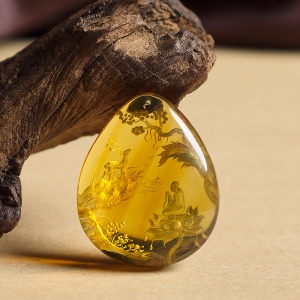 墨西哥蓝珀悟道吊坠