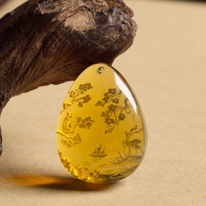 墨西哥蓝珀悟道吊坠