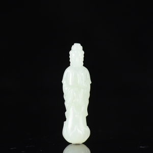 籽料和田白玉观音吊坠