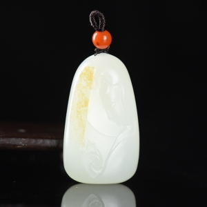 籽料和田白玉观音吊坠