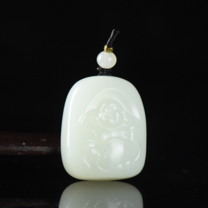 籽料和田白玉弥勒佛吊坠