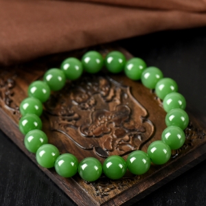 10mm山料和田碧玉单圈手串