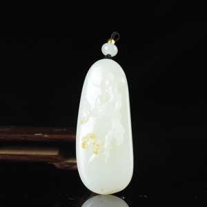 籽料和田玉喜上眉梢吊坠