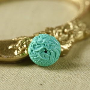 高瓷蓝色绿松石龙扣配件