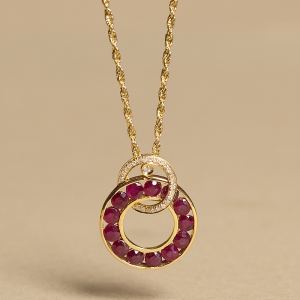18K鸽血红红宝石吊坠