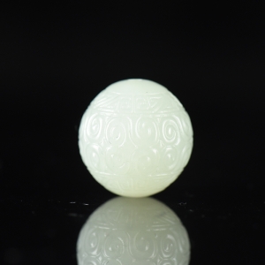 18mm籽料和田白玉回纹珠配件