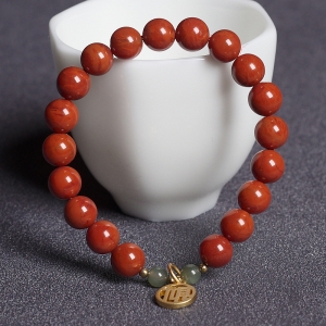 8.5mm柿子红南红单圈手串