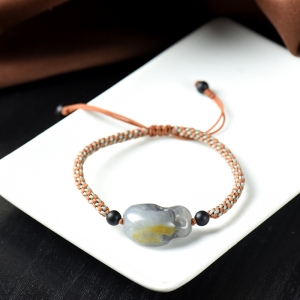 籽料和田玉青花时来运转手绳