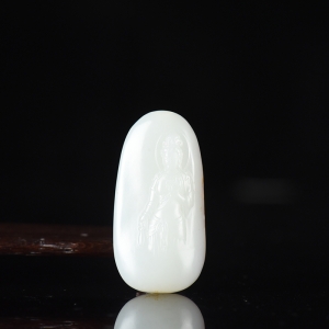 山流水料和田白玉观音吊坠