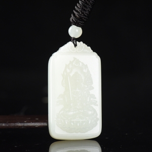 山流水料和田白玉虚空藏吊坠