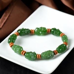 山料和田碧玉罗汉单圈手串