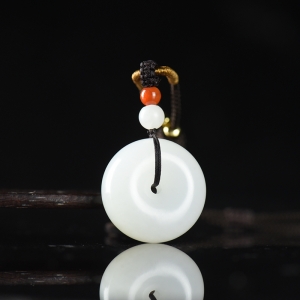 山流水料和田白玉平安扣吊坠