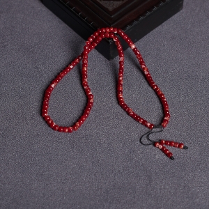 阿卡牛血红珊瑚桶珠多圈手串