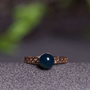 18K天空蓝多米蓝珀戒指