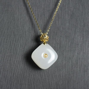 18K籽料和田白玉平安扣吊坠