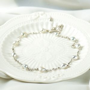 18K海水白色巴洛克珍珠项链