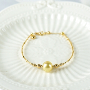 18K海水金色珍珠手链