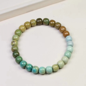 高瓷绿松石糖果色老形珠单圈手串