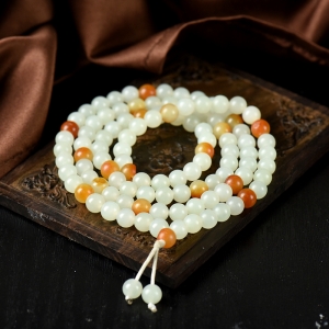 6mm籽料和田白玉108佛珠