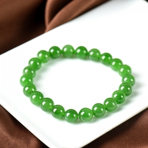 8mm山料和田碧玉单圈手串