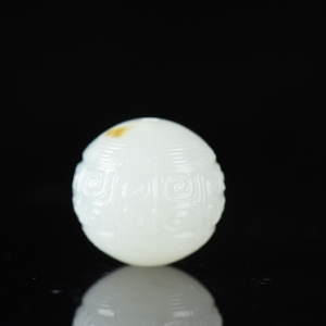 18mm籽料和田白玉回纹珠配件