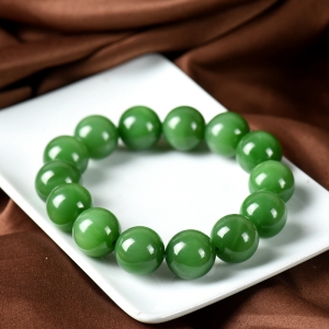 15.5mm山料和田碧玉单圈手串