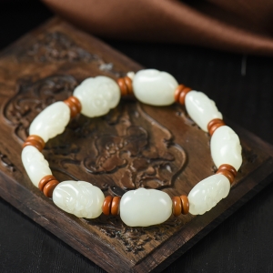 山料和田白玉罗汉单圈手串