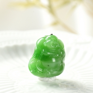 山料和田碧玉弥勒佛吊坠