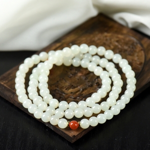 6mm籽料和田白玉多圈手串