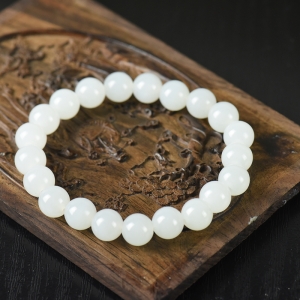 8mm籽料和田白玉单圈手串