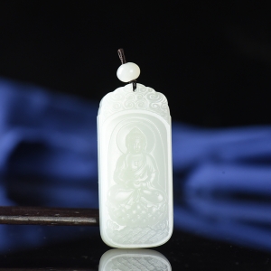 籽料和田白玉大日如来吊坠