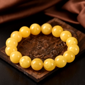 14mm鸡油黄蜜蜡单圈手串