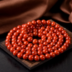 8mm锦红南红108佛珠