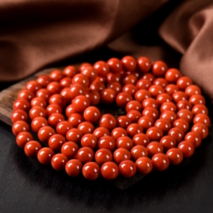 9mm柿子红南红108佛珠