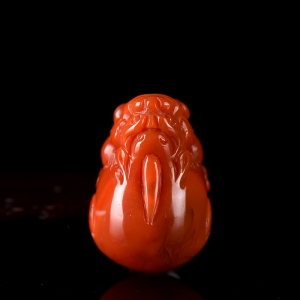 柿子红南红貔貅吊坠