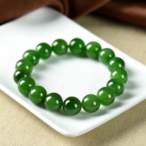 12mm山料和田碧玉单圈手串