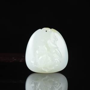 山料和田白玉花开富贵吊坠