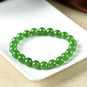 8mm山料和田碧玉单圈手串