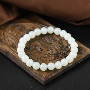 8mm籽料和田白玉单圈手串