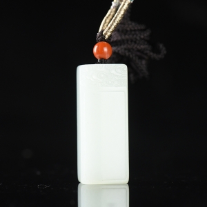 山流水料和田白玉无事牌吊坠