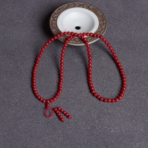 4.5mm沙丁牛血红珊瑚108佛珠