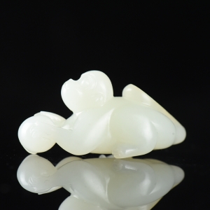 籽料和田白玉猴子吊坠