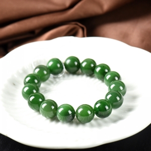 14mm山料和田碧玉单圈手串