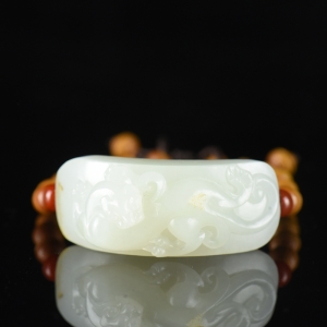 籽料和田白玉螭龙手绳